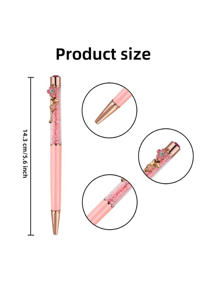 RANBOS Ballpoint Pens Set Crystal Diamond Metal Pen with Flowers for Journaling in Black Ink for Women Girls Galentine's Day Gifts Wedding Birthday School Office (Pink) - Image 2