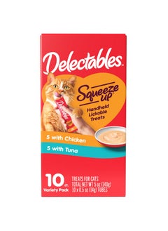 Hartz Hartz Delectables Squeeze Up Interactive Lickable Wet Cat Treats for Adult & Senior Cats, Chicken & Tuna, 10 Count,5 oz  - Image 1