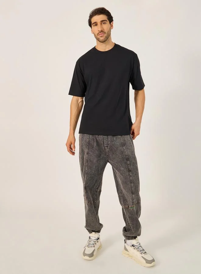 Styli Active Graphic Print Oversized Round Neck T-Shirt