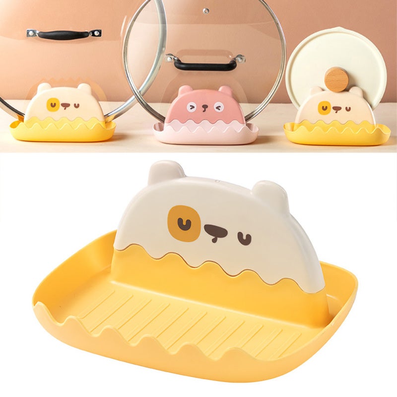 Spoon Rest: Yellow PP Material Thickened Design - Stain Prevention Lid Holder for Household Kitchen Countertop Organization - Image 2