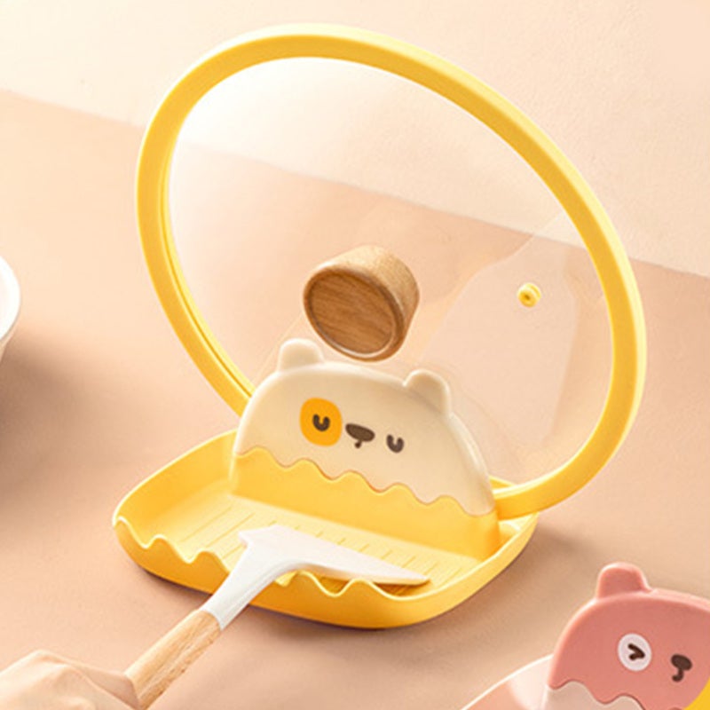 Spoon Rest: Yellow PP Material Thickened Design - Stain Prevention Lid Holder for Household Kitchen Countertop Organization - Image 3