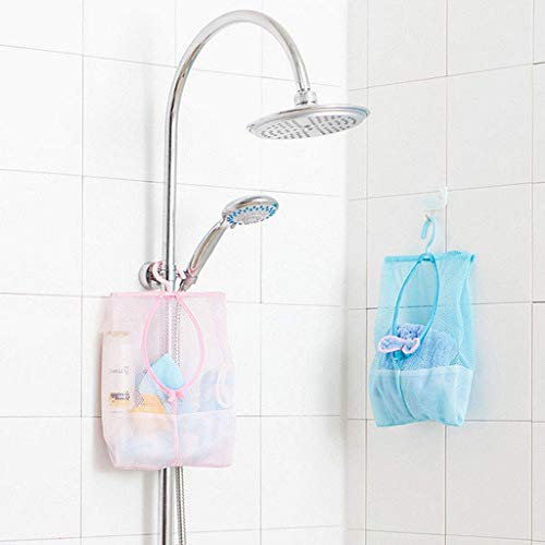 Luvina Colorful Hanging Mesh Bag, Bathroom Shower Storage Organizer Set Hamper Bag Closet Rack Clothes Clip Collection 2pcs - Image 4