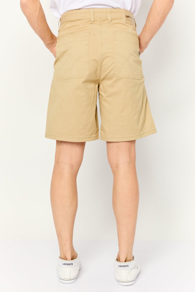 GAS Men Plain Basic Shorts, Khaki - Image 4