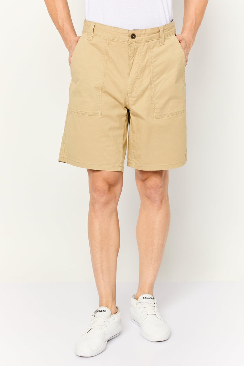 GAS Men Plain Basic Shorts, Khaki - Image 1