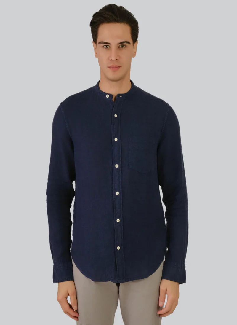 غانت Regular Fit Gmnt Dyed Linen Band Shirt