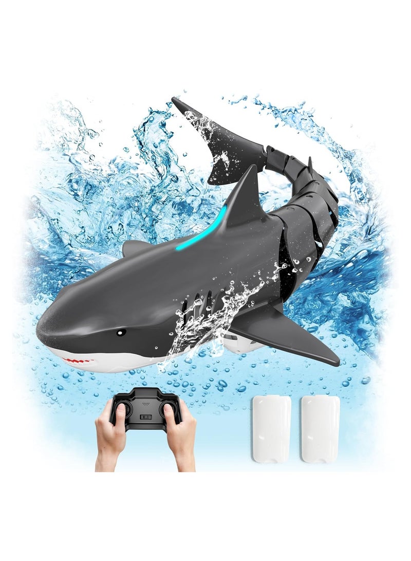 SYOSI 2.4G Remote Control Shark Toy, Remote Control Shark Pool Toys for Kids Age 8-12, High Simulation Lifelike Shark, 2.4Ghz Waterproof RC Boat, Toy Shark with Light for 60 Mins Play, Gift for Boys Girls - Image 1