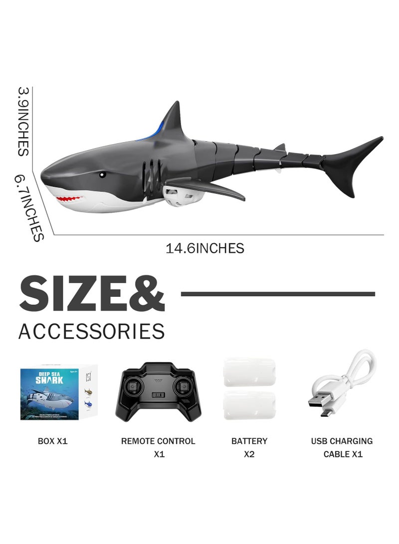 SYOSI 2.4G Remote Control Shark Toy, Remote Control Shark Pool Toys for Kids Age 8-12, High Simulation Lifelike Shark, 2.4Ghz Waterproof RC Boat, Toy Shark with Light for 60 Mins Play, Gift for Boys Girls - Image 3