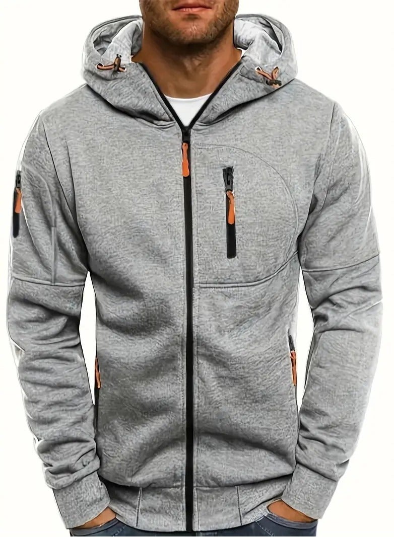NIBEMINENT Solid Color Men's Hooded Jacket Casual Long Sleeve Hoodies With Zipper Gym Sports Hooded Coat For Spring Fall  - Image 1