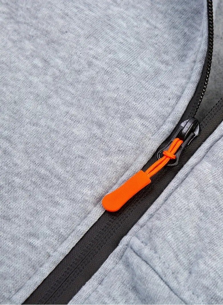 NIBEMINENT Solid Color Men's Hooded Jacket Casual Long Sleeve Hoodies With Zipper Gym Sports Hooded Coat For Spring Fall  - Image 3