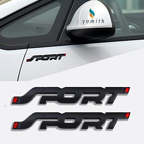 YOMITH Sport Metal Car Emblem Badge | Matte Black 3D Logo Sticker | Self Adhesive Car Body Decoration (Pack of 2) - Image 2