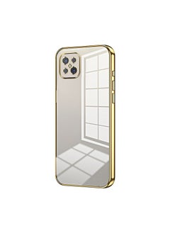 HuHa Case Cover For OPPO A92s / Reno4 Z 5G Transparent Plating Fine Hole Phone Case Gold 