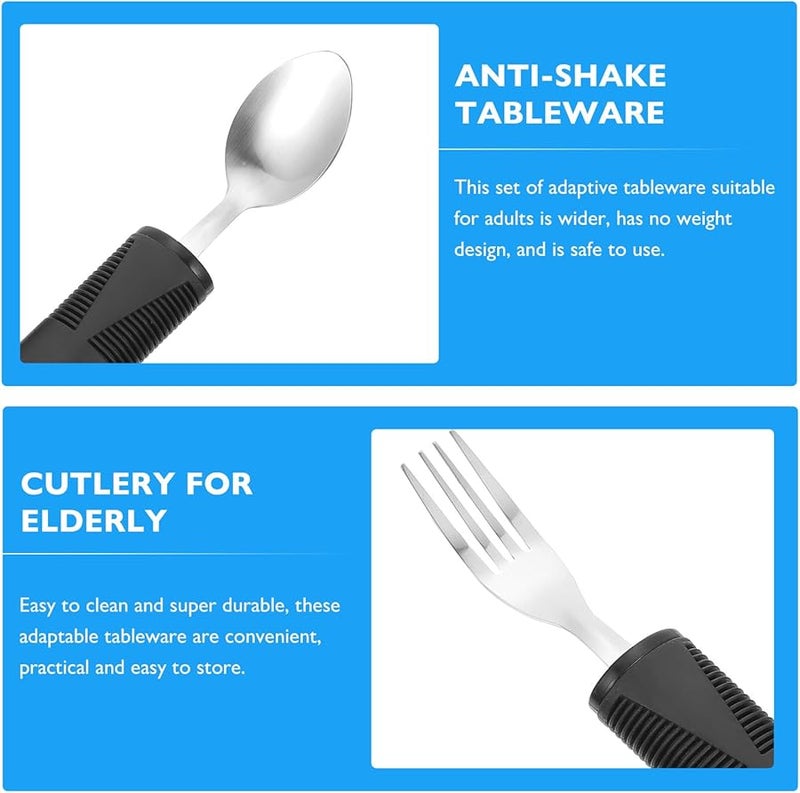 Weighted Adaptive Utensils Set for Elderly and Neurological Dysfunction Stainless Steel Fork Knife Spoon - Image 3