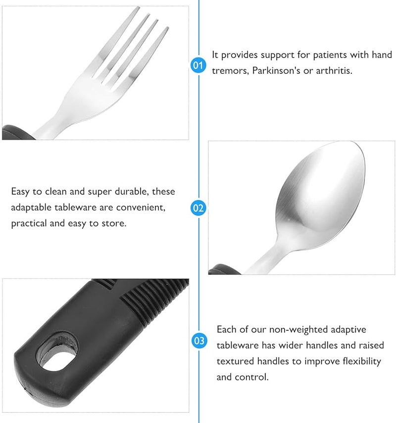 Weighted Adaptive Utensils Set for Elderly and Neurological Dysfunction Stainless Steel Fork Knife Spoon - Image 5