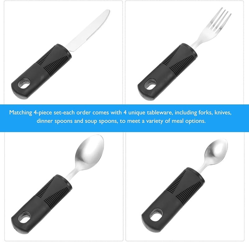 Weighted Adaptive Utensils Set for Elderly and Neurological Dysfunction Stainless Steel Fork Knife Spoon - Image 4