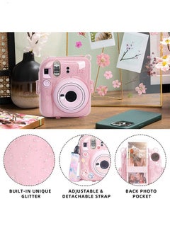 5 Pack Protective Clear Case for Fujifilm Instax Mini 12 Instant Camera - Crystal Hard Shell Cover with Upgraded Photo Pocket Holds 10 Films on Back and Adjustable Strap - Glitter Pink(No Camera) - pzsku/Z462730E2DE6DBB6CA86EZ/45/_/1721007955/e1689740-d1c4-496e-b6f5-f27603889156