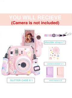 5 Pack Protective Clear Case for Fujifilm Instax Mini 12 Instant Camera - Crystal Hard Shell Cover with Upgraded Photo Pocket Holds 10 Films on Back and Adjustable Strap - Glitter Pink(No Camera) - pzsku/Z462730E2DE6DBB6CA86EZ/45/_/1721007969/0ee5b180-341b-4080-8afa-0c0c682fa8b7