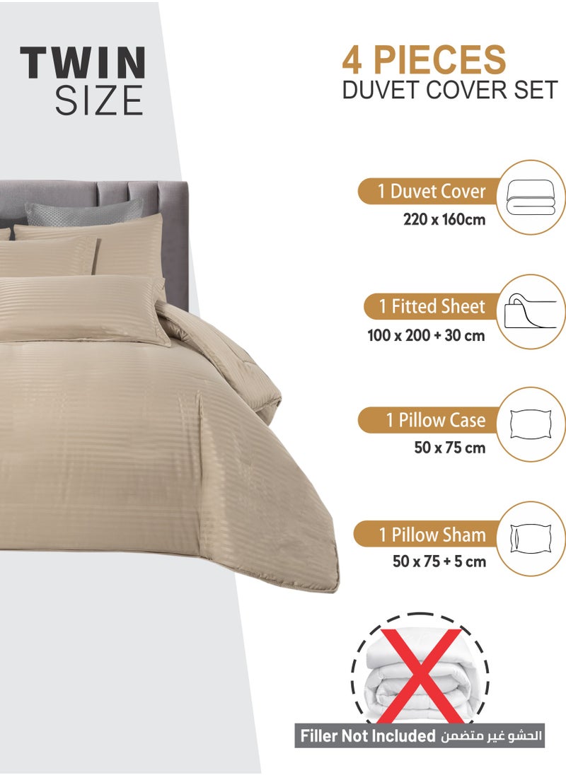 Duvet Set 4-Pcs Single Size Striped Microfiber Bed Set With 1 Duvet Cover(160 x 220 CM ) 1 Fitted Sheet 1 Pillow Sham And 1 Pillowcase(Without Filler),Linen - pzsku/Z462736E49F6CCEFCB294Z/45/_/1725464556/83acf409-8e84-4f80-a869-5cda02134d97