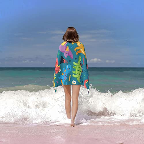 COMFAR Dinosaur Beach Towels for Boys Kids Beach Towels Bulk Toddler for Travel Pool Personalized Microfiber Oversized Quick Dry Pool Towel 30"x 60" - Image 3