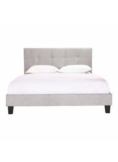 Homzmart MDF and Chanille Queen Bed  Grey  - 140x200x140 cm  - Image 1