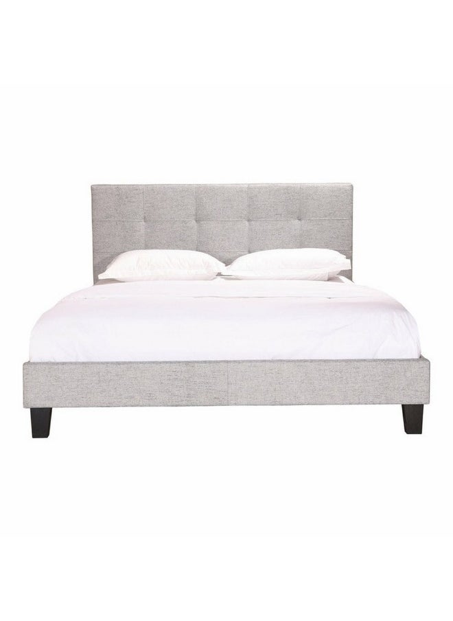 Homzmart MDF and Chanille Queen Bed  Grey  - 140x200x140 cm  - Image 1