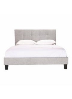 Homzmart MDF and Chanille Queen Bed  Grey  - 140x200x140 cm  - Image 2
