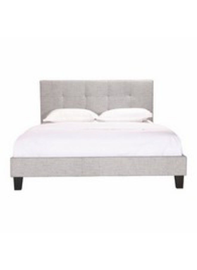 Homzmart MDF and Chanille Queen Bed  Grey  - 140x200x140 cm  - Image 2