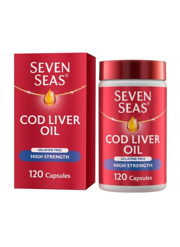 Seven Seas - Seven Seas High Strength Cod Liver Oil Tablets With Omega-3, Fish Oil, Gelatine Free, 120 Capsules - Image 1