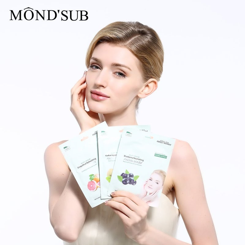 Mond'sub MONDSUB Blueberry Beauty Skin Care Face Sheet Facial Masks with Natural Extract Repairing Fine Lines and Nourising Skin 25gm each for Women and Men Pack of 11 - Image 4