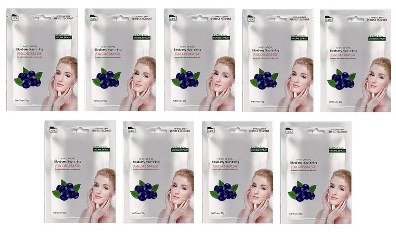 Mond'sub MONDSUB Blueberry Beauty Skin Care Face Sheet Facial Masks with Natural Extract Repairing Fine Lines and Nourising Skin 25gm each for Women and Men Pack of 11 - Image 1