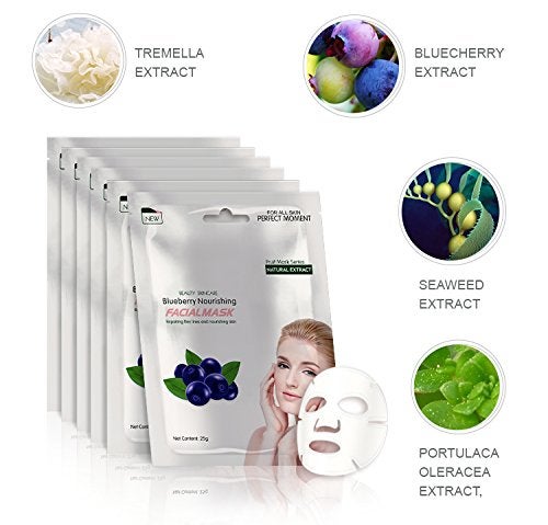 Mond'sub MONDSUB Blueberry Beauty Skin Care Face Sheet Facial Masks with Natural Extract Repairing Fine Lines and Nourising Skin 25gm each for Women and Men Pack of 11 - Image 3