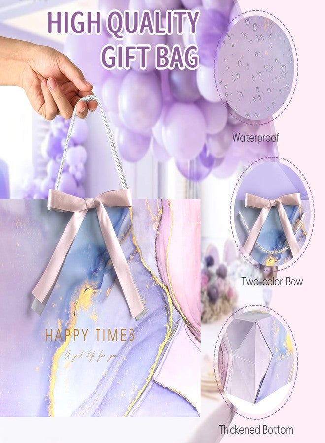 YoungTree Large Mothers Day Gift Bag with Tissue Papers and Greeting Card Two-Tone Ribbon, Purple Marble Pattern Gift Bag with Handles, Present Bags for Mother's Day Birthday Wedding Party Supplies - Image 5