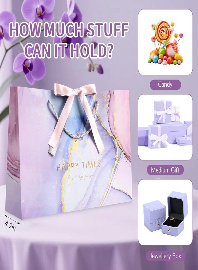 YoungTree Large Mothers Day Gift Bag with Tissue Papers and Greeting Card Two-Tone Ribbon, Purple Marble Pattern Gift Bag with Handles, Present Bags for Mother's Day Birthday Wedding Party Supplies - Image 4