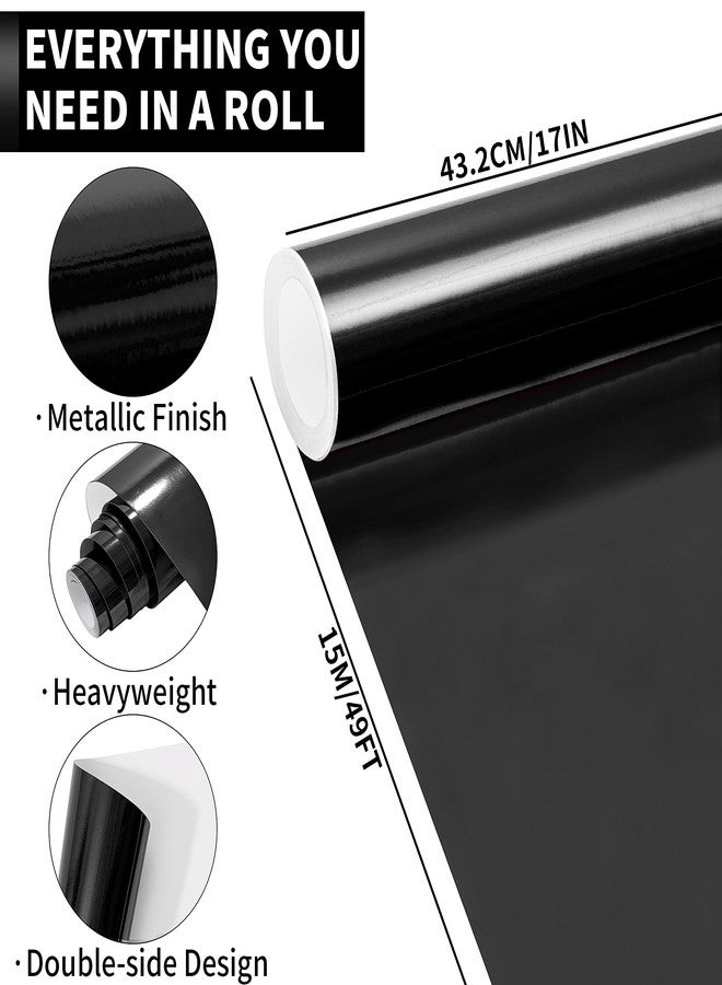 PENPRIS Black Metallic Wrapping Paper Roll- 17in X 49Ft Metal Wrapping Paper Roll for Gift Wrapping Solid Color Paper for Christmas,Birthday,Wedding,Baby Shower PAP12BK15 - Image 2