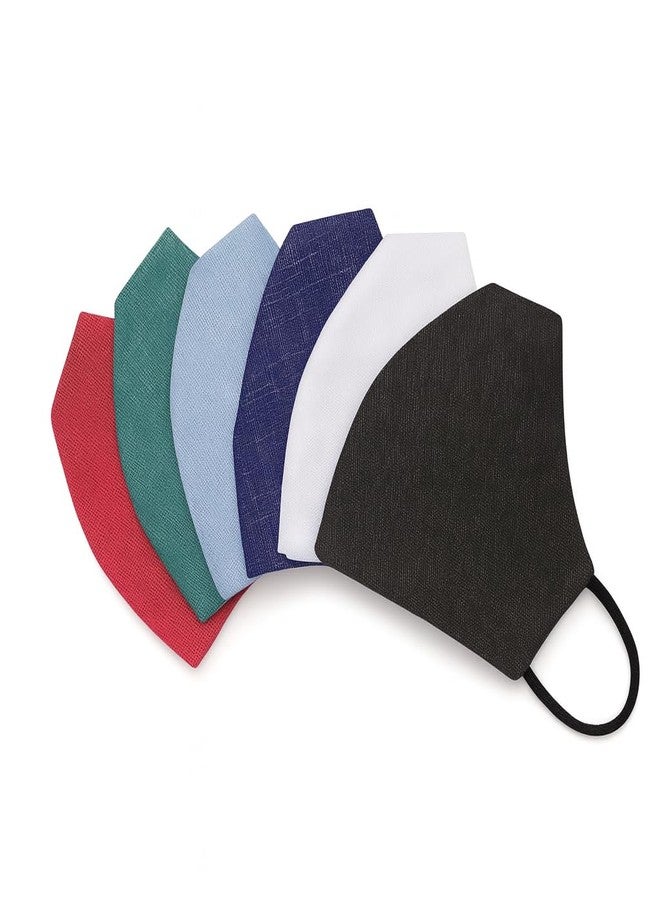Xtore Breathable 2 Layer Cotton Reuseable & Washable Mask (Red, Green Light Blue, Dark Blue, White, & Black, Without Valve, Pack of 6) for Unisex - Image 1