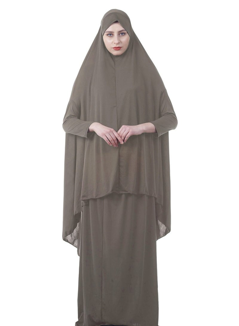 Long Sleeves Abaya With Hijab Beige - Image 1