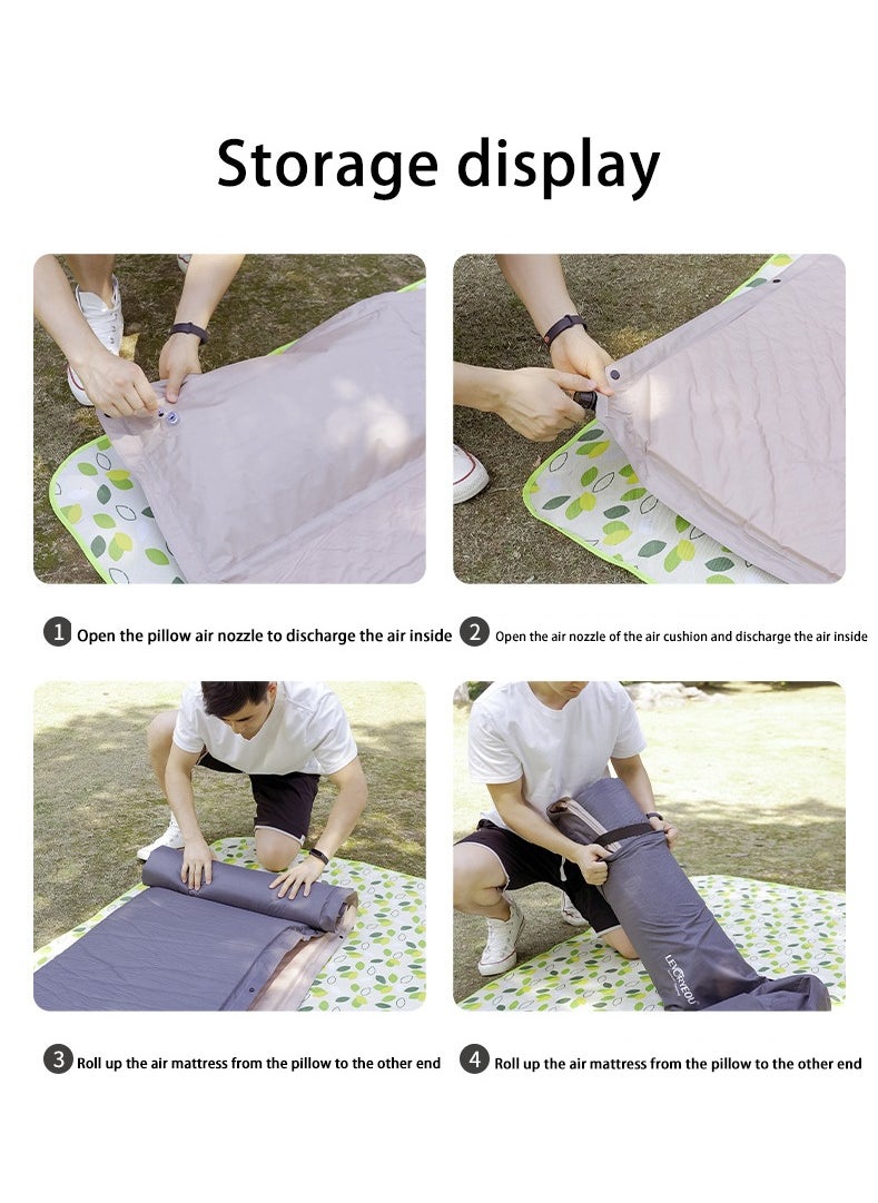 Generic - Automatic Inflatable Mattress Sleeping Mat Camping Moisture-Proof Mat Outdoor Camping Air Mattress Bed Tent Floor Mat Inflatable Pillow Suitable for Indoor and Outdoor Use (Single Mattress) - Image 1
