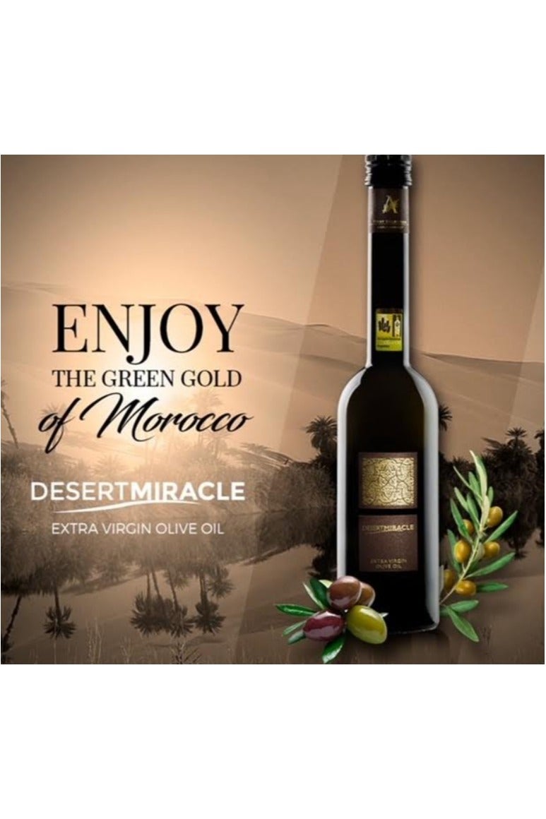 زيت زيتون عضوي فاخر معجزة الصحراء عصرة اولى على البارد 500 مل صنع في المغرب