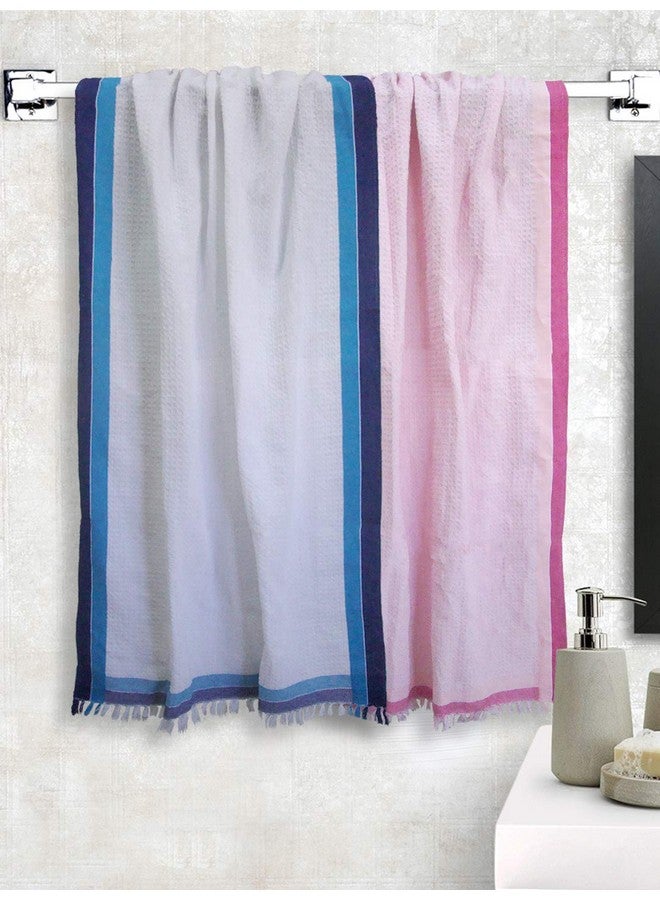 Athom Trendz Athom Living Light Weight Cotton Premium Waffle Border Bath Towel 75x150 cm Pack of 2 - Image 1