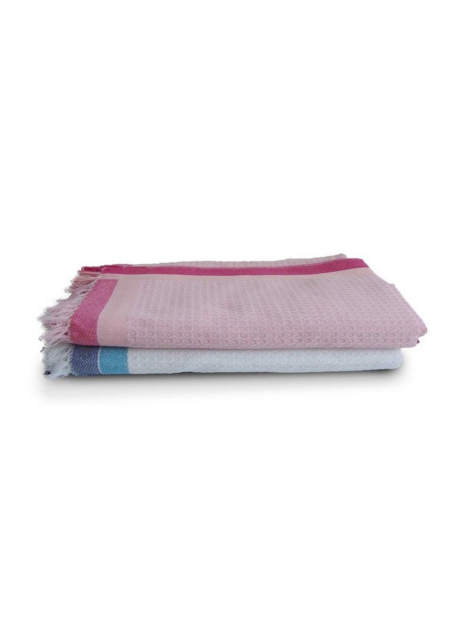Athom Trendz Athom Living Light Weight Cotton Premium Waffle Border Bath Towel 75x150 cm Pack of 2 - Image 5