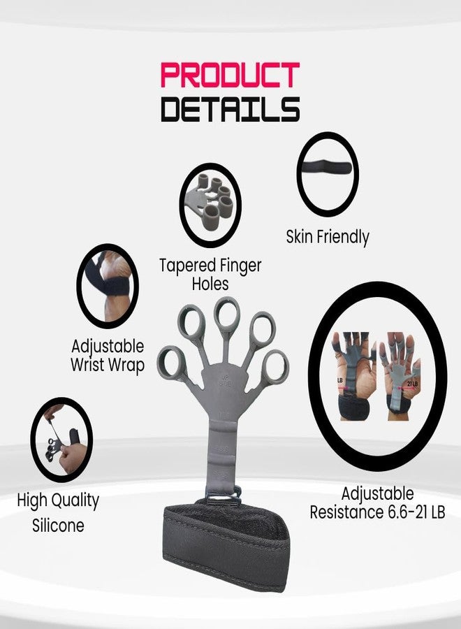 GP power 2 Pcs Adjustable Finger Exerciser| Hand Gripper Strengthener| Used to Exercise Finger Strength| Flexibility and Physical Recovery of Hands| Forearm Strengthener (GREY AND BLACK) - Image 2