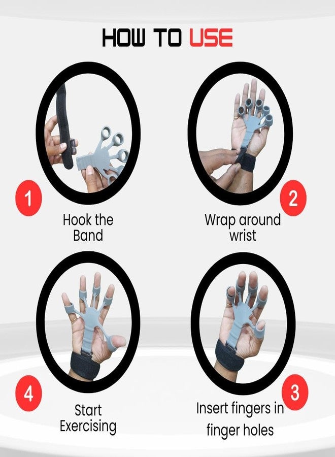 GP power 2 Pcs Adjustable Finger Exerciser| Hand Gripper Strengthener| Used to Exercise Finger Strength| Flexibility and Physical Recovery of Hands| Forearm Strengthener (GREY AND BLACK) - Image 4