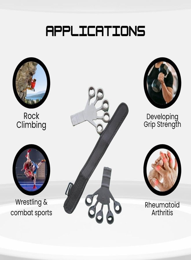 GP power 2 Pcs Adjustable Finger Exerciser| Hand Gripper Strengthener| Used to Exercise Finger Strength| Flexibility and Physical Recovery of Hands| Forearm Strengthener (GREY AND BLACK) - Image 3