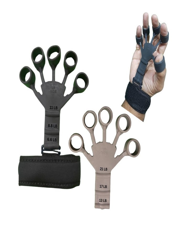 GP power 2 Pcs Adjustable Finger Exerciser| Hand Gripper Strengthener| Used to Exercise Finger Strength| Flexibility and Physical Recovery of Hands| Forearm Strengthener (GREY AND BLACK) - Image 1
