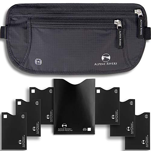 Alpine Rivers RFID Money Belt for Travel - Hidden Waist Pouch Passport Holder with RFID Card Sleeves, Slim and Adjustable Fit for Men and Women - Image 2