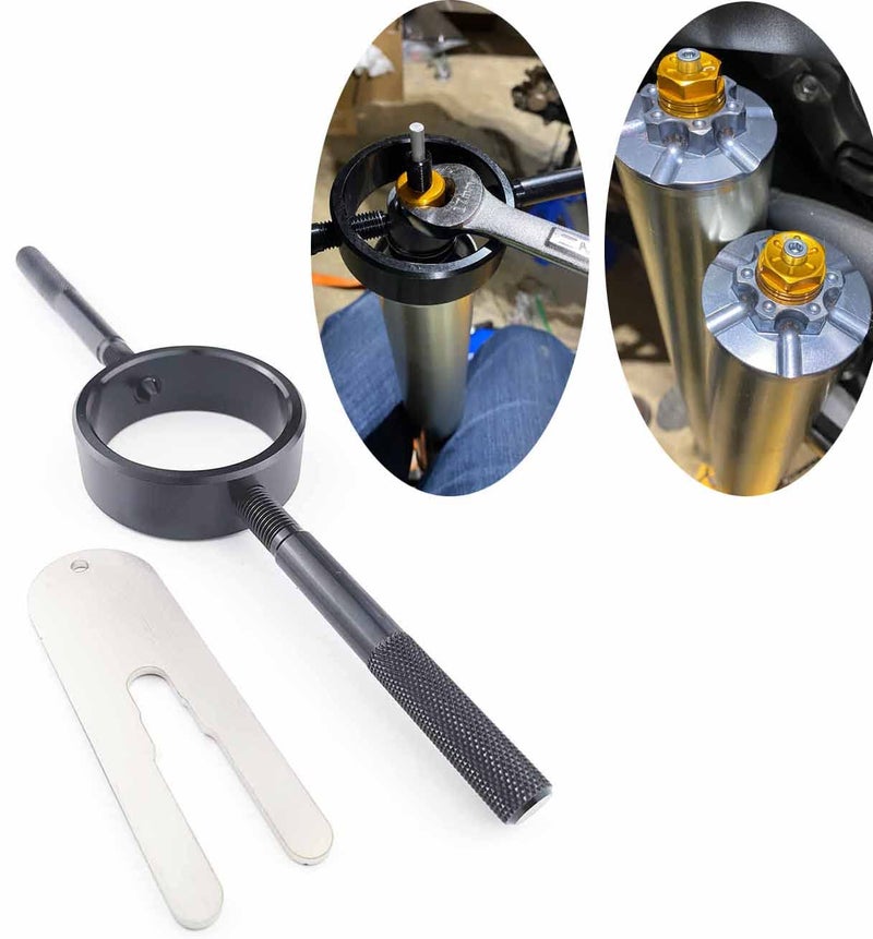 BBBBOX UNIVERSAL MOTORCYCLE FORK SPRING COMPRESSOR TOOL KIT WORKS WITH MOST UPSIDE DOWN SREETBIKE FORKS MADE FROM AIRCRAFT GRADE 6061 ALUMINUM - Image 1