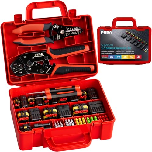 PEBA Waterproof Automotive Electrical Connectors Kit Automotive MaleFemale 123456Pin and Ratchet Crimping Tool AWG2214 Ideal for Cars Motorcycles Boats Wire Stripper Pin Removal Tool - Image 1