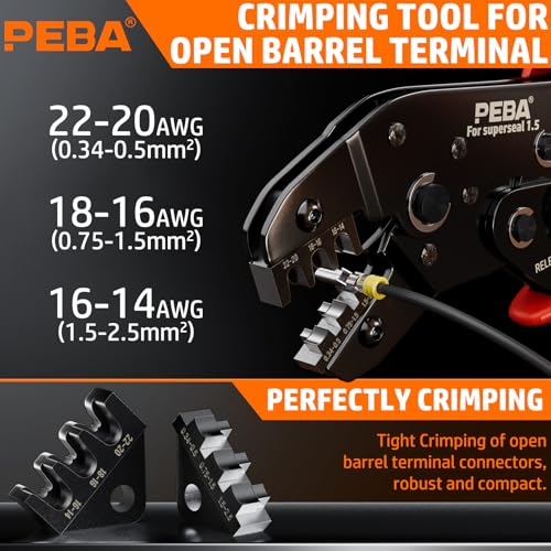 PEBA Waterproof Automotive Electrical Connectors Kit Automotive MaleFemale 123456Pin and Ratchet Crimping Tool AWG2214 Ideal for Cars Motorcycles Boats Wire Stripper Pin Removal Tool - Image 3