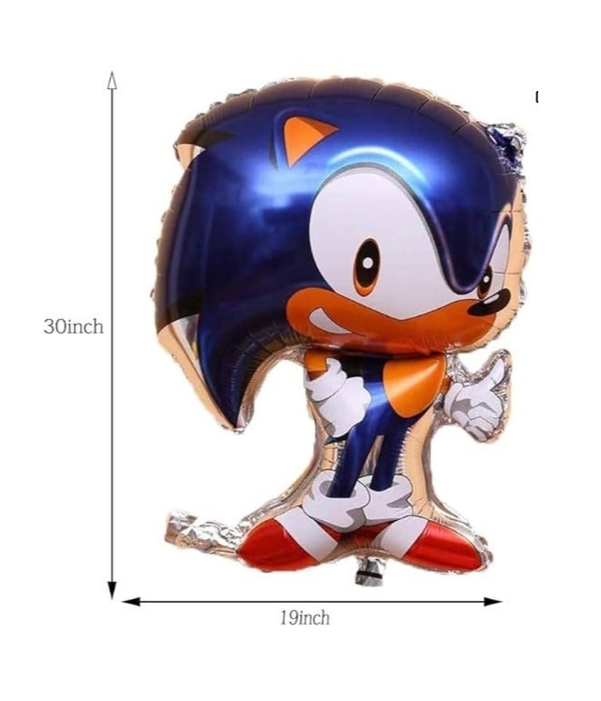 SONIC Blue Sonic The Hedgehog Theme Birthday Decoration Set With Balloon Garland, Happy Birthday Banner, Star Foil Balloons And Character Balloon For Kids Party - Image 4
