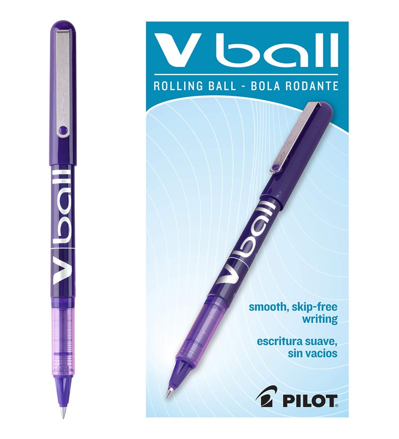 Pilot VBall Liquid Ink Rolling Ball Stick Pens, Extra Fine Point, Purple Ink, 12-Pack (35210) - Image 1