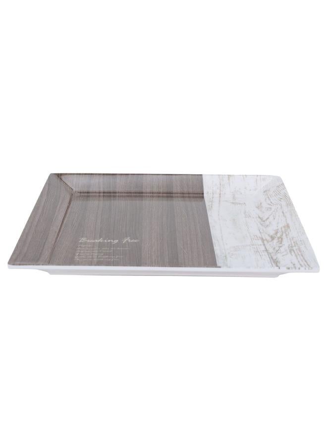 Alsaif Plastic Serving Tray 30 X 30 X 2 Cm Square White Brown - Image 1